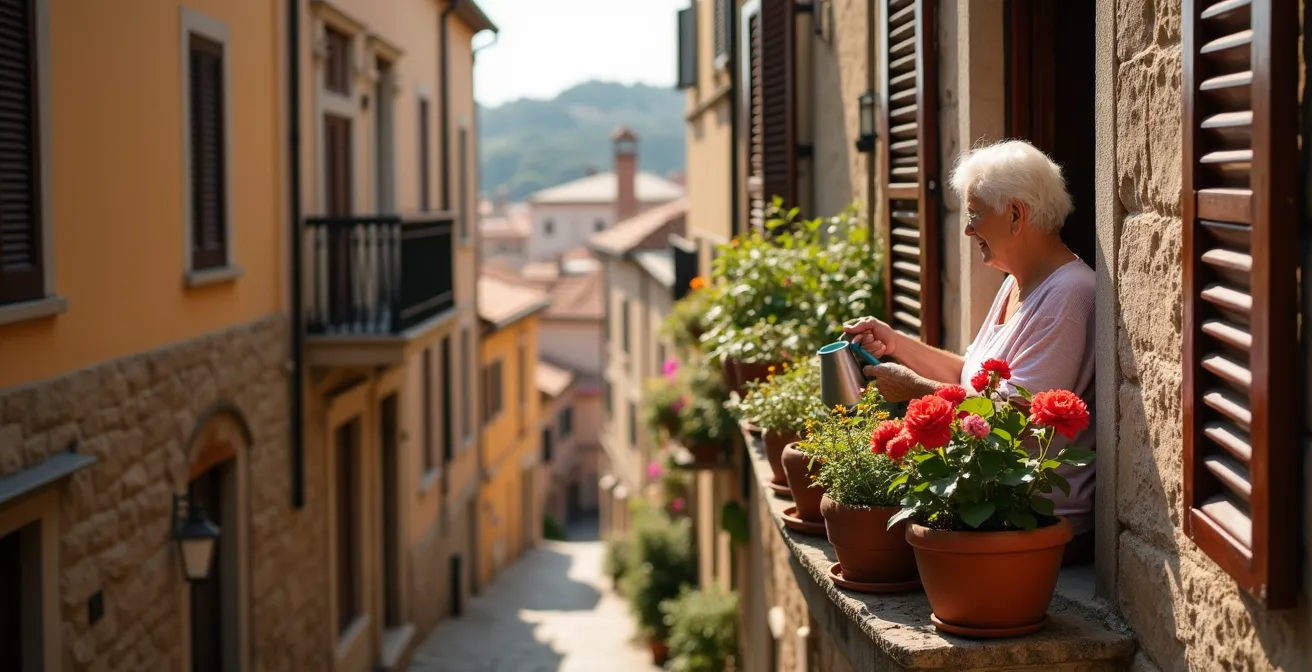 Ingresso caratteristico di albergo diffuso in un vicolo medievale italiano