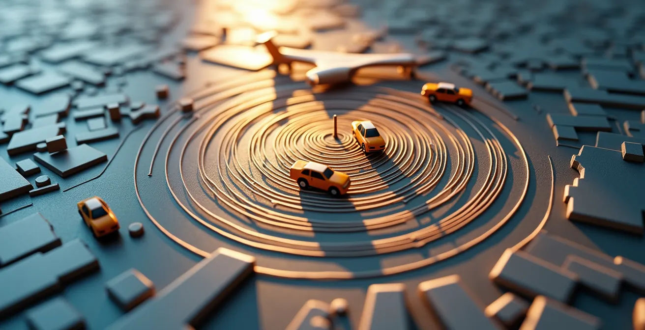 Mappa concettuale delle zone con tariffa fissa dall'aeroporto