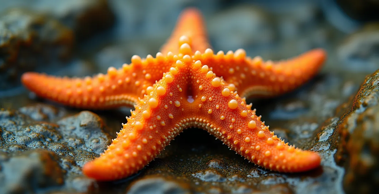 Stella marina nel suo ambiente naturale sottomarino, non disturbata