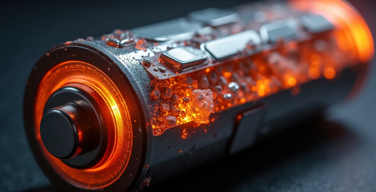 Rappresentazione del fenomeno thermal runaway nelle batterie al litio