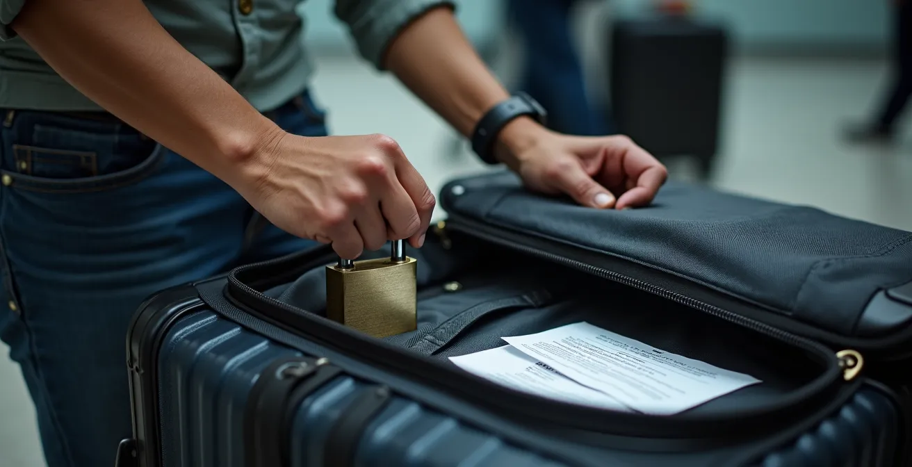 Lucchetto tagliato e valigia danneggiata dopo ispezione TSA